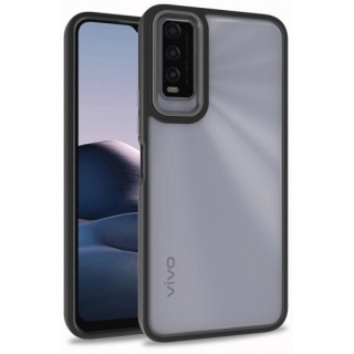 Vivo Y20s Kılıf Electro Silikon Renkli Flora Kapak - Siyah