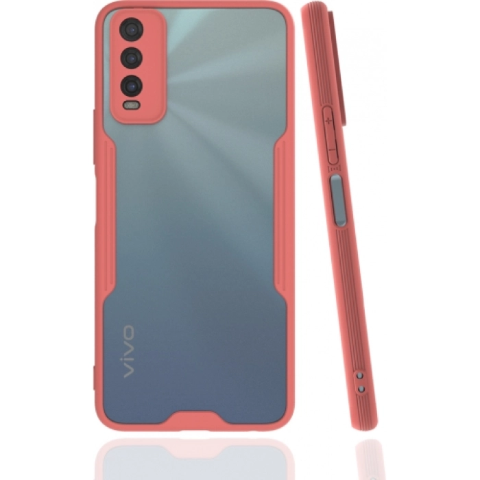 Vivo Y20s Kılıf Renkli Silikon Kamera Lens Korumalı Şeffaf Parfe Kapak - Pembe