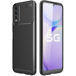 Vivo Y20s Kılıf Silikon Parmak İzi Bırakmayan Karbon Soft Negro Kapak - Siyah