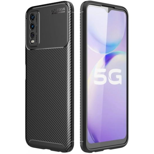 Vivo Y20s Kılıf Silikon Parmak İzi Bırakmayan Karbon Soft Negro Kapak - Siyah