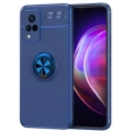 Vivo Y21 Kılıf Renkli Silikon Yüzüklü Standlı Auto Focus Ravel Kapak - Mavi