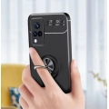 Vivo Y21 Kılıf Renkli Silikon Yüzüklü Standlı Auto Focus Ravel Kapak - Siyah