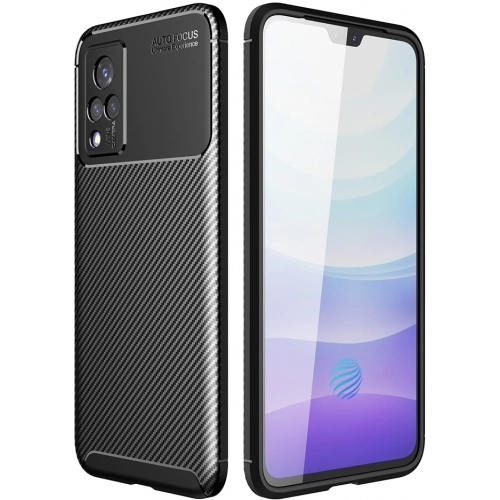 Vivo Y21 Kılıf Silikon Parmak İzi Bırakmayan Karbon Soft Negro Kapak - Siyah