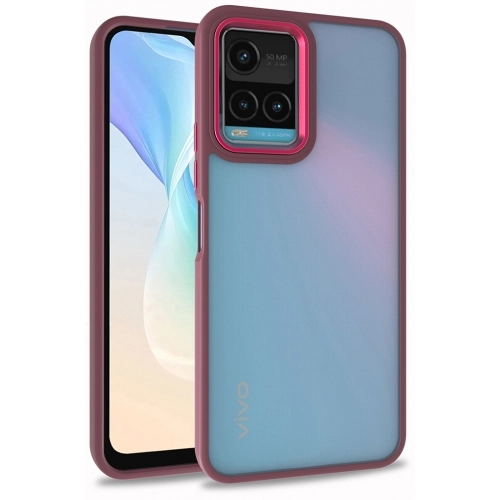 Vivo Y21s Kılıf Electro Silikon Renkli Flora Kapak - Kırmızı