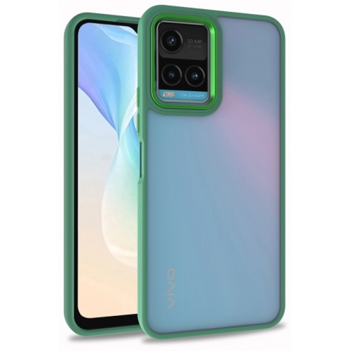 Vivo Y21s Kılıf Electro Silikon Renkli Flora Kapak - Yeşil