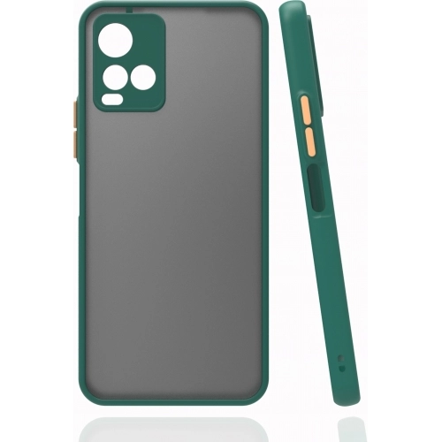 Vivo Y21s Kılıf Kamera Korumalı Arkası Şeffaf Mat Silikon Kapak - Koyu Yeşil