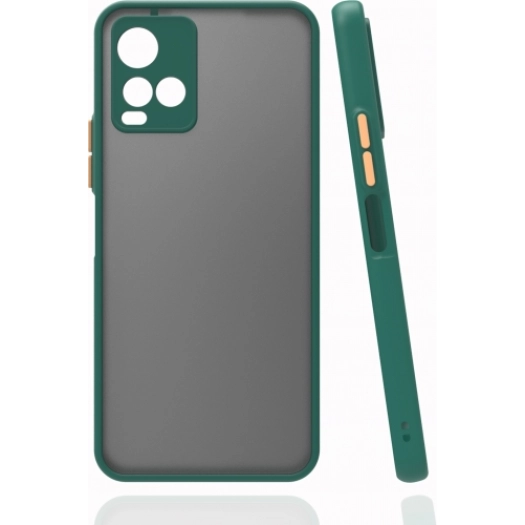 Vivo Y21s Kılıf Kamera Korumalı Arkası Şeffaf Mat Silikon Kapak - Koyu Yeşil