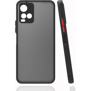 Vivo Y21s Kılıf Kamera Korumalı Arkası Şeffaf Mat Silikon Kapak - Siyah