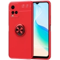 Vivo Y32 Kılıf Renkli Silikon Yüzüklü Standlı Auto Focus Ravel Kapak - Kırmızı