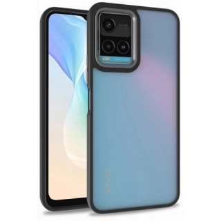 Vivo Y32 Kılıf Electro Silikon Renkli Flora Kapak - Siyah