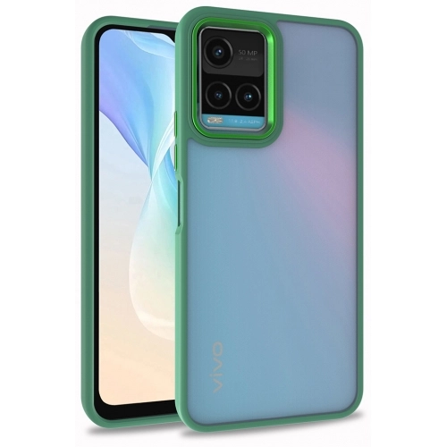 Vivo Y32 Kılıf Electro Silikon Renkli Flora Kapak - Yeşil