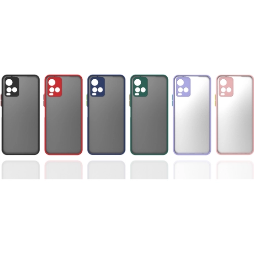 Vivo Y32 Kılıf Kamera Korumalı Arkası Şeffaf Mat Silikon Kapak - Koyu Yeşil