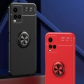 Vivo Y33s Kılıf Renkli Silikon Yüzüklü Standlı Auto Focus Ravel Kapak - Kırmızı