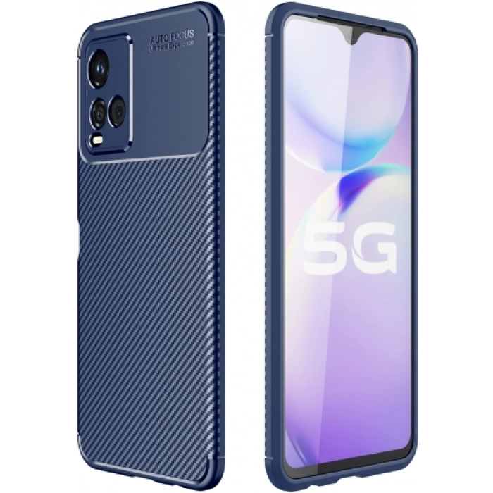 Vivo Y33s Kılıf Silikon Parmak İzi Bırakmayan Karbon Soft Negro Kapak - Lacivert
