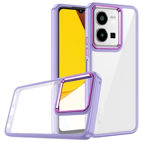 Vivo Y35 Kılıf Electro Silikon Renkli Flora Kapak - Lila