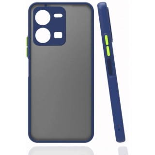 Vivo Y35 Kılıf Kamera Korumalı Arkası Şeffaf Mat Silikon Kapak - Lacivert