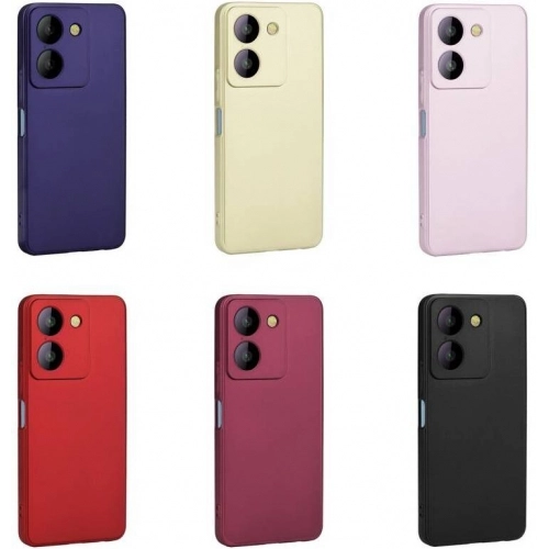 Vivo Y36 Kılıf İnce Soft Mat Renkli Esnek Silikon Kapak - Kırmızı