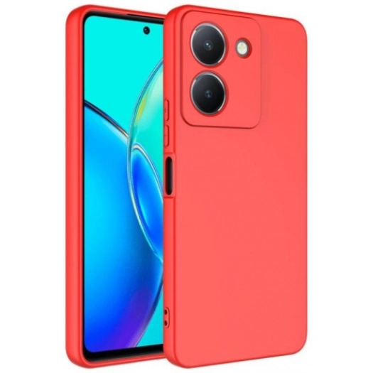 Vivo Y36 Kılıf İçi Kadife Mat Mara Lansman Silikon Kapak  - Kırmızı