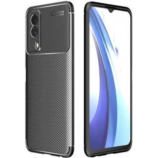 Vivo Y53s Kılıf Silikon Parmak İzi Bırakmayan Karbon Soft Negro Kapak - Siyah