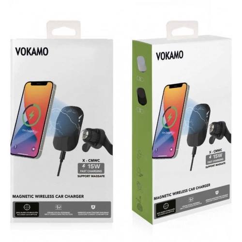 Vokamo WRL-01 Mıknatıslı Kablosuz Şarj Araç Telefon Tutucu - Siyah