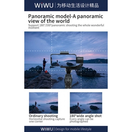 Wiwu 3-Axis S5B Gimbal Sabitleyici Hareketli Tripod - Siyah