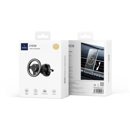 Wiwu CH038 Lotto Serisi Havalandırma Tasarım Magnetik Araç Telefon Tutucu - Siyah
