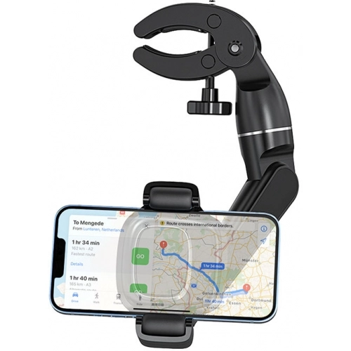 Wiwu CH039 Araç İçi Dikiz Aynası 360 Derece Dönebilen Oynar Başlıklı Telefon Tutucu - Siyah