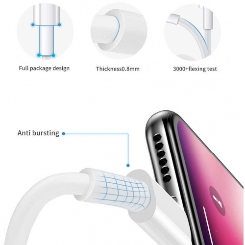 Wiwu G90 iPhone 20W Şarj PD To Lightning Kablo 1M - Beyaz