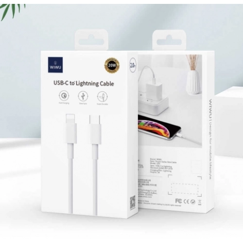 Wiwu G90 iPhone 20W Şarj PD To Lightning Kablo 1M - Beyaz