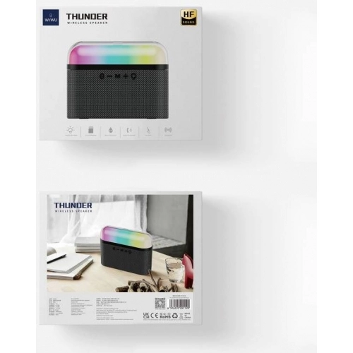 Wiwu P60 RGB Led Işıklı Thunder Wireless Bluetooth Speaker Hoparlör - Siyah