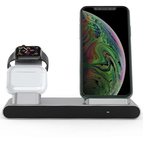 Wiwu Power Air 3 in 1 Kablosuz Şarj Standı Airpods Watch MF500 - Gri