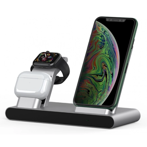 Wiwu Power Air 3 in 1 Kablosuz Şarj Standı Airpods Watch MF500 - Gri