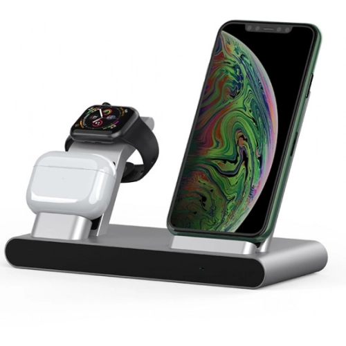 Wiwu Power Air 3 in 1 Kablosuz Şarj Standı Airpods Watch MF500 - Gri