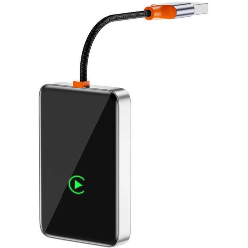 Wiwu Wi-CP001 CarPlay Dijital LED Göstergeli Kablosuz Ses Alıcı USB Girişli Bluetooth Adaptör - Gri