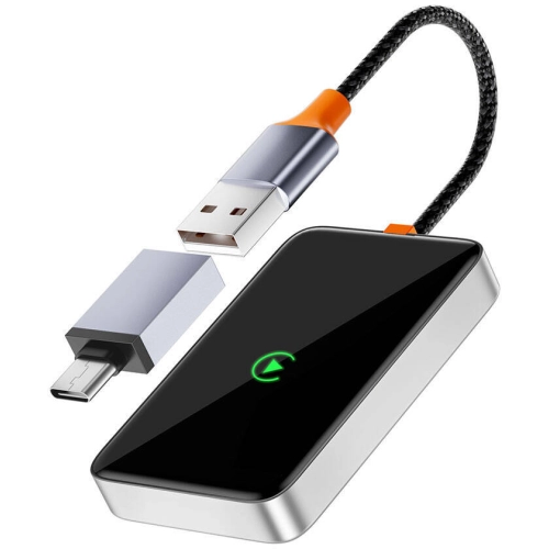 Wiwu Wi-CP001 CarPlay Dijital LED Göstergeli Kablosuz Ses Alıcı USB Girişli Bluetooth Adaptör - Gri