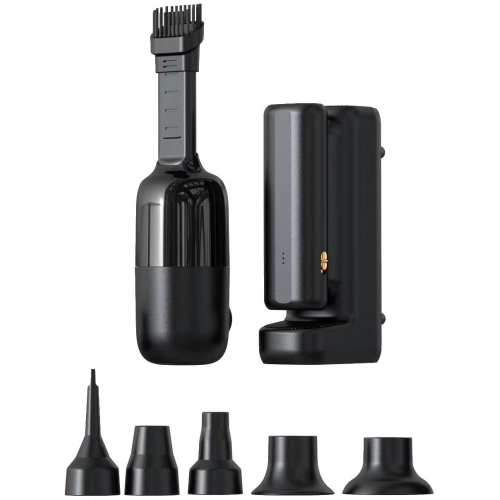 Wiwu Wi-Ai002 5in1 Oto Araç Lastik Şişirme Pompası - Oto Araç Süpürgesi - Vakum Makinesi - Fener Dijital Ekranlı Araç Hava Kompresörü - Siyah