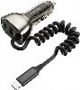 Wiwu Wi-QC019 Geek Serisi Type-C + Lightning Kablolu + USB-A Hızlı Şarj Özellikli Transparan Tasarımlı Araç Şarj Aleti 90W - Siyah
