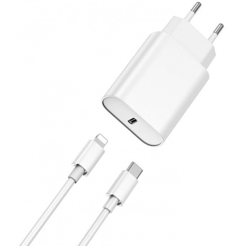 Wiwu Wi-U001 Quick 20W Tek Bağlantılı Şarj Başlığı Type-C PD to Lightning 20W Kablolu Şarj Seti - Beyaz
