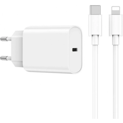 Wiwu Wi-U001 Quick 20W Tek Bağlantılı Şarj Başlığı Type-C PD to Lightning 20W Kablolu Şarj Seti - Beyaz