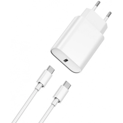 Wiwu Wi-U001 Quick 20W Tek Bağlantılı Şarj Başlığı Type-C PD to Type-C 20W Kablolu Şarj Seti - Beyaz