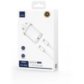 Wiwu Wi-U001 Quick 20W Tek Bağlantılı Şarj Başlığı Type-C PD to Type-C 20W Kablolu Şarj Seti - Beyaz