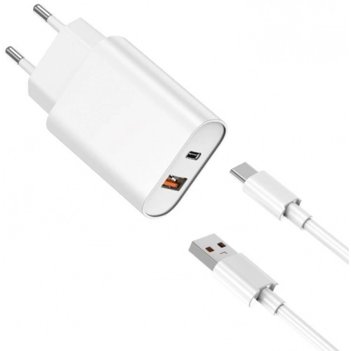 Wiwu Wi-U002 Quick Hızlı Şarj Başlığı USB-A to Type-C PD 20W Kablolu Şarj Seti - Beyaz