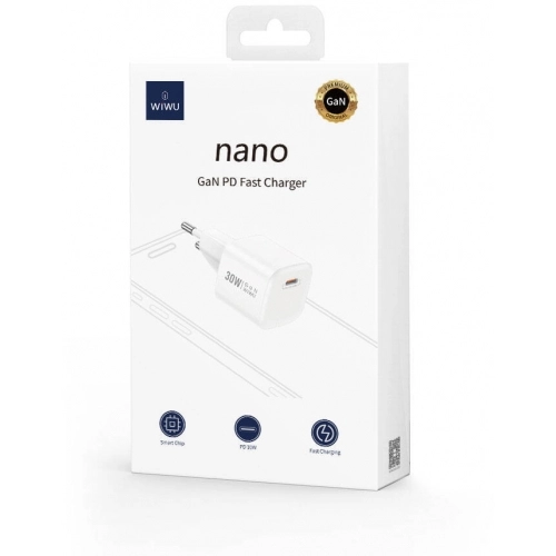 Wiwu Wi-U006 GaN Tech PD Hızlı Şarj Özellikli Seyahat Şarj Başlığı 30W - Beyaz