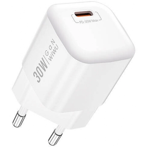 Wiwu Wi-U006 GaN Tech PD Hızlı Şarj Özellikli Seyahat Şarj Başlığı 30W - Beyaz