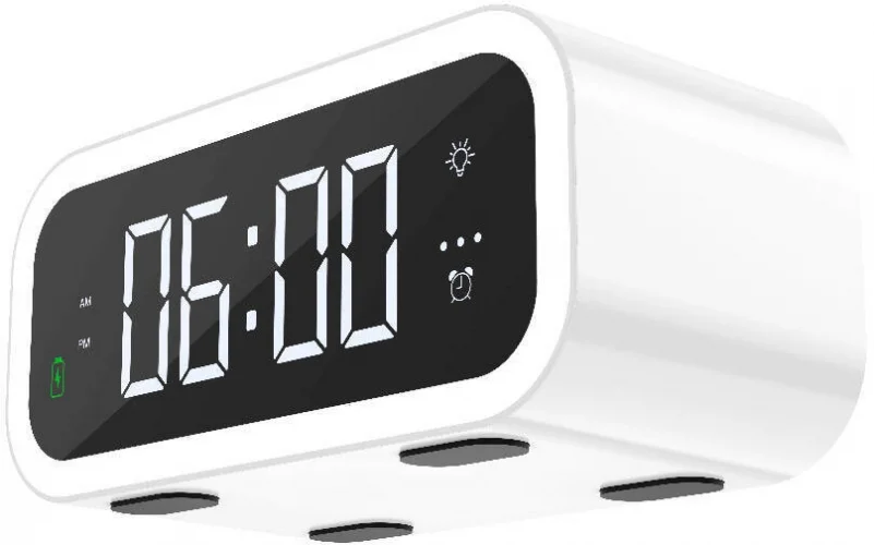 Wiwu Wi-W015 Time 4in1 Dijital Saat Alarm ve LED Işık Özellikli Wireless Şarj Aleti - Beyaz