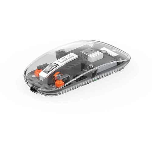 Wiwu WM105 Crystal RGB Led Işıklandırmalı Şeffaf Tasarım Mouse - Gri