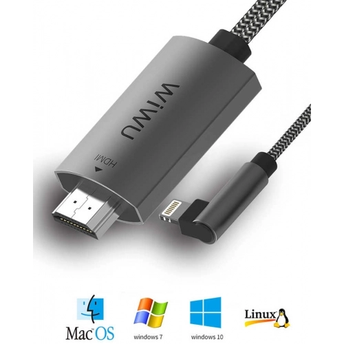 Wiwu X7 iPhone Phone To TV HDMI Kablo - Gri