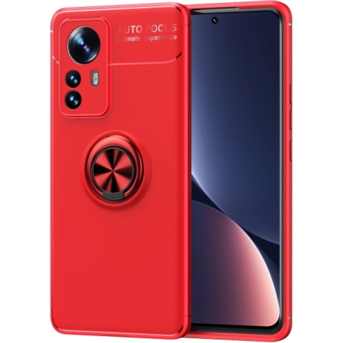 Xiaomi Mi 12 Kılıf Renkli Silikon Yüzüklü Standlı Auto Focus Ravel Kapak - Kırmızı