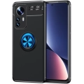 Xiaomi Mi 12 Kılıf Renkli Silikon Yüzüklü Standlı Auto Focus Ravel Kapak - Mavi - Siyah