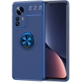 Xiaomi Mi 12 Kılıf Renkli Silikon Yüzüklü Standlı Auto Focus Ravel Kapak - Mavi